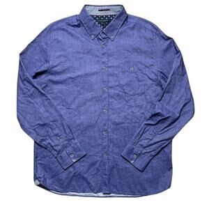 Ted Baker London Chambray Button-Down Shirt, Weekend, Casual, Date, Blue, XL